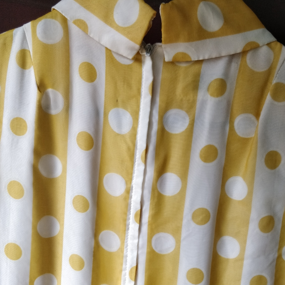 Coco California Vintage 70s Yellow Polka Dot Maxi Dress - Picture 4 of 7